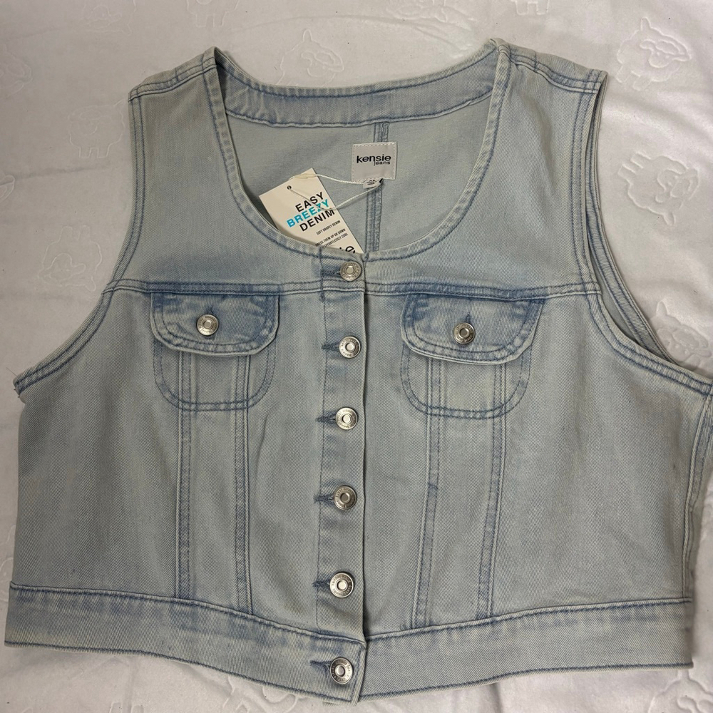 Women's Kensie Jeans Light Blue Denim Vest Size XL